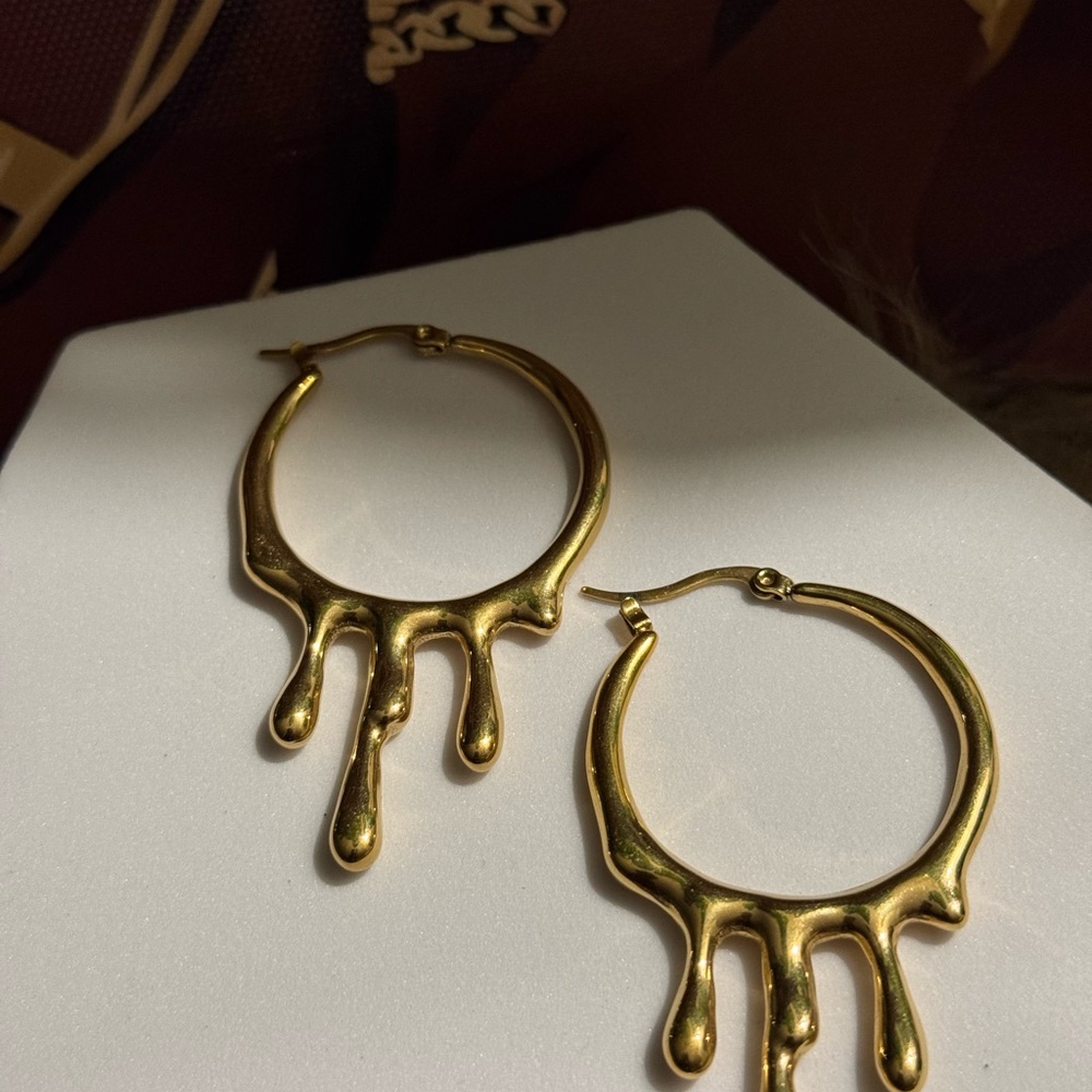 Unique Gold Drip Hoop Earrings